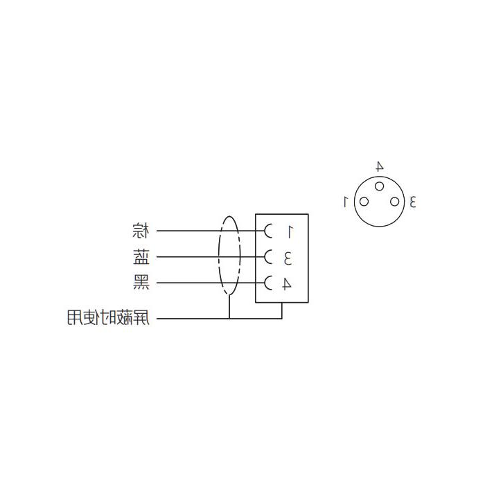 M8 3Pin、母头直型、单端预铸PVC非柔性电缆、灰色护套、63S023-XXX